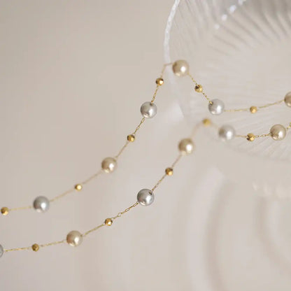 Titanium steel Minimalist Beaded Necklace and Bracelet / 25004004