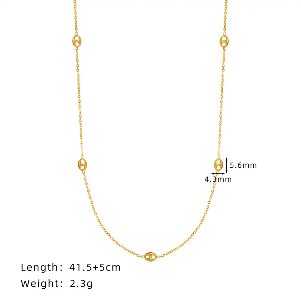 Titanium steel Minimalist pig-nose collarbone chain necklace / 25004003