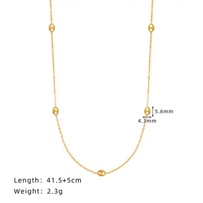 Titanium steel Minimalist pig-nose collarbone chain necklace / 25004003