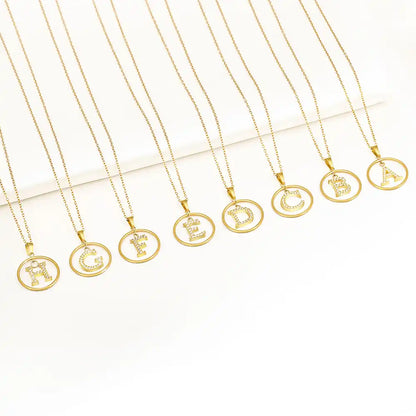 Titanium steel Round letter pendant necklace / 25004014