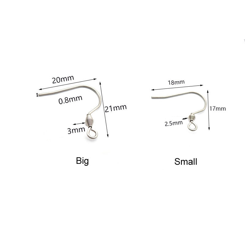 Various Size Stainless Steel Earring Hooks (pack of 200) / EF0004