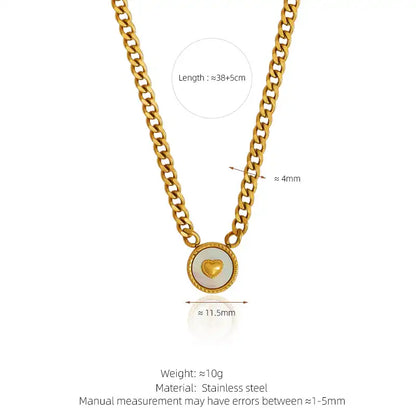 Vintage button geometric round white shell Rhinestone Inlay Pendant necklace / 25004038