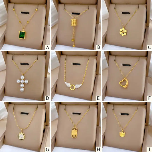 18K Gold PVD Stainless Steel Pendant Necklace / 25001028