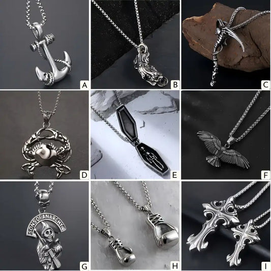 Stainless Steel Vintage Pendant Necklace / 25003031