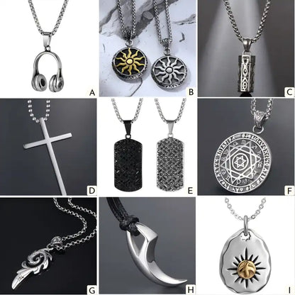 Stainless Steel Vintage Pendant Necklace / 25003030