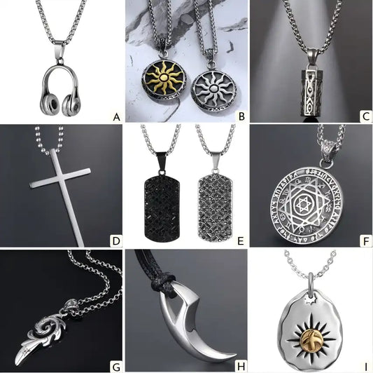 Stainless Steel Vintage Pendant Necklace / 25003030