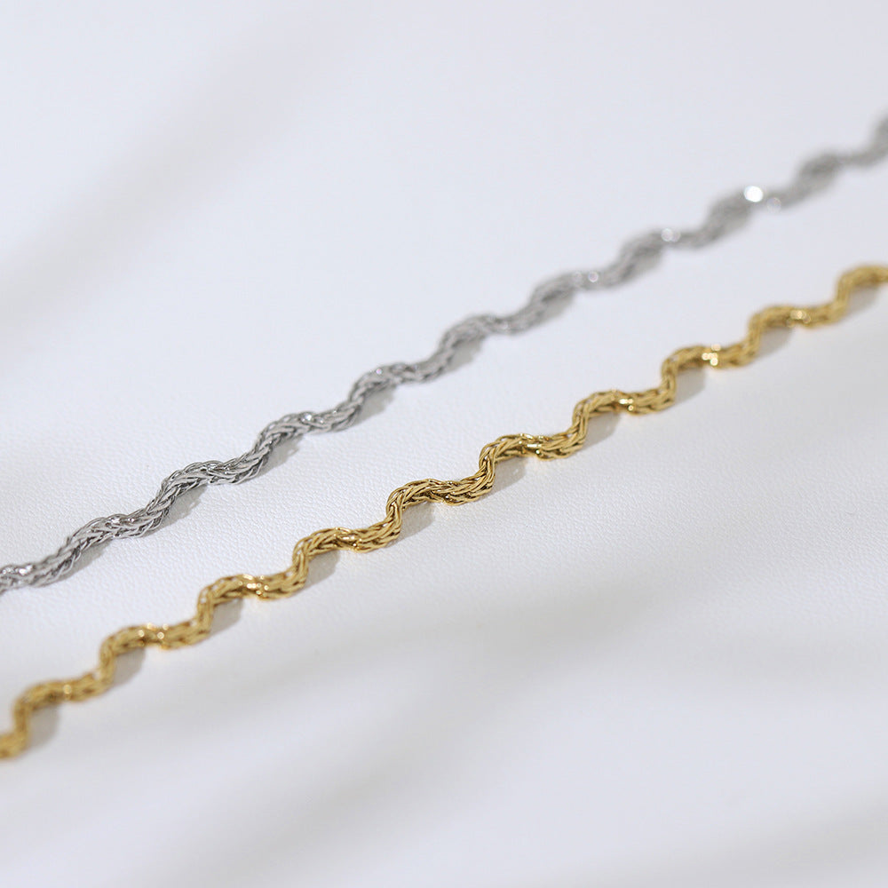 Wave Stainless Steel Simple Lines Chain Bracelet / KB0010