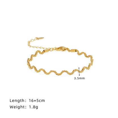 Wave Stainless Steel Simple Lines Chain Bracelet / KB0010