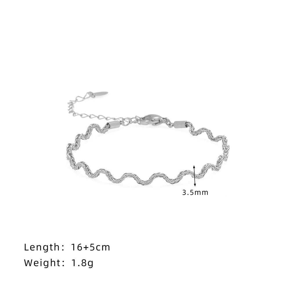 Wave Stainless Steel Simple Lines Chain Bracelet / KB0010