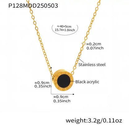 White clam shell and black acrylic Roman numeral bracelet & necklace / 25003060