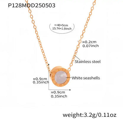White clam shell and black acrylic Roman numeral bracelet & necklace / 25003060