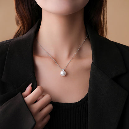 41cm Women Simple Zircon Pearl Pendant Necklace / KJ0182