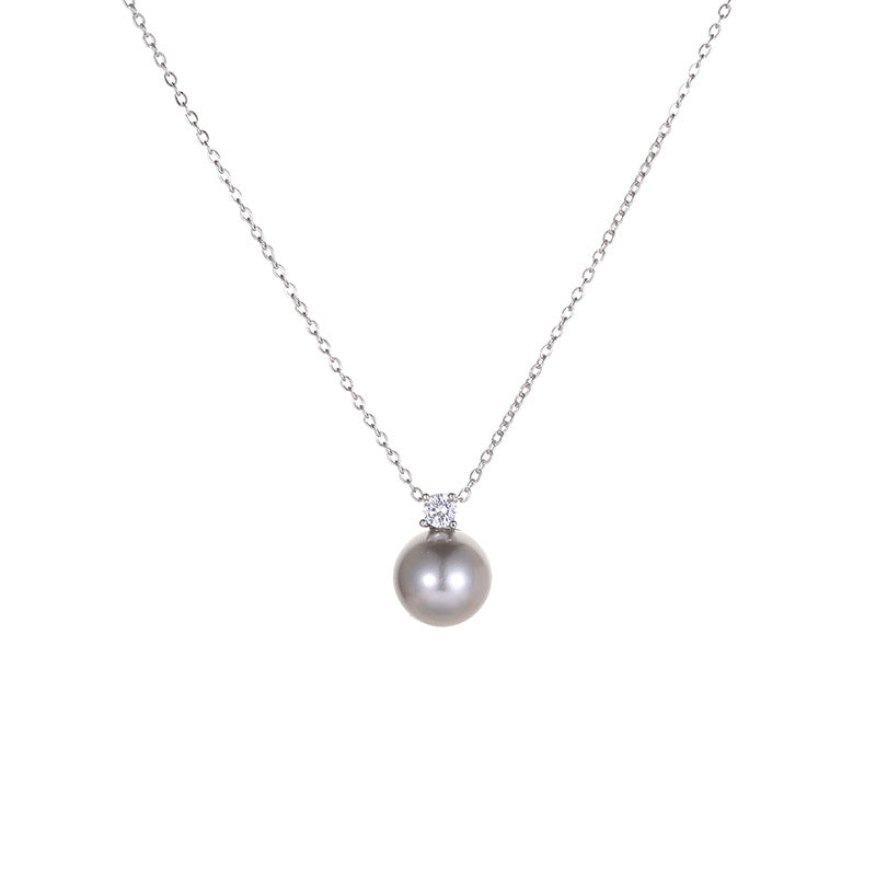 41cm Women Simple Zircon Pearl Pendant Necklace / KJ0182