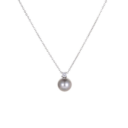 41cm Women Simple Zircon Pearl Pendant Necklace / KJ0182