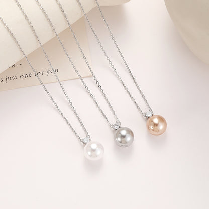 41cm Women Simple Zircon Pearl Pendant Necklace / KJ0182